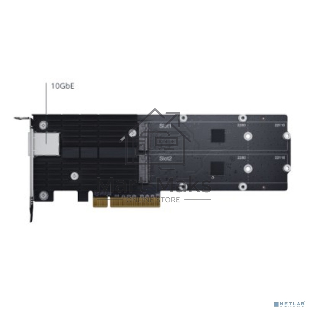 Сетевая карта Synology M.2 SSD-NVME adapter M.2 2110/2080,2 slots m.2 key, 10 Gigabit port RJ-45, PCIe 3.0 x8 adapter (FH bracket)'