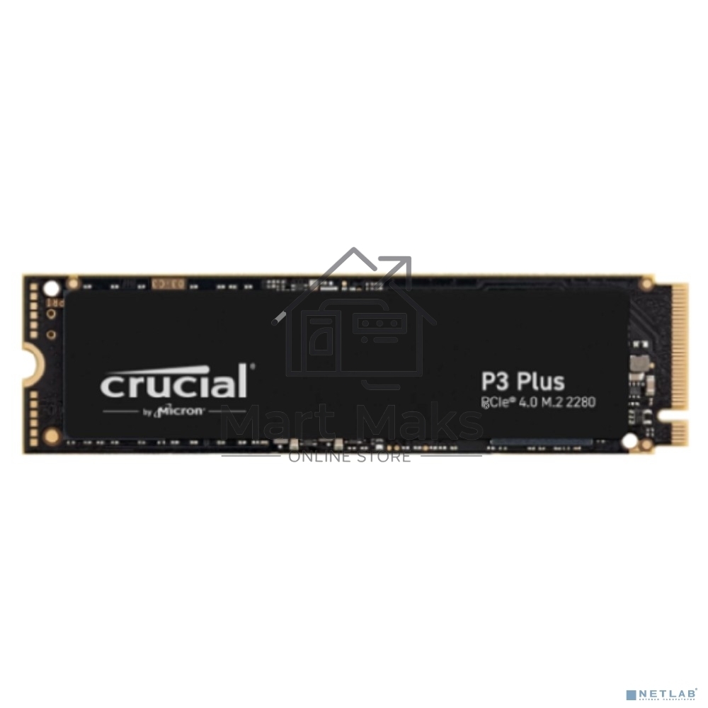 Накопитель SSD Crucial P3 Plus, 2Tb, PCIe 4.0 x4, M.2 2280, NVMe, R/W 5000/4200