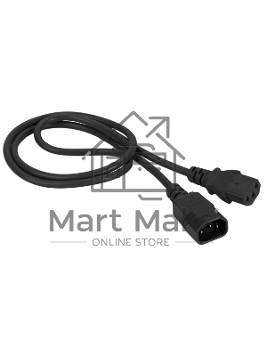 Шнур питания Lanmaster C13-C14, 3х0.75, 220В, 10А, черный, 0.5 метра