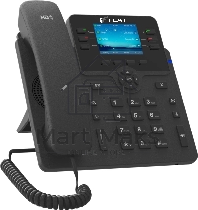 IP-телефон Flat-Phone B6: 6 SIP-аккаунтов, 2 порта 10/100/1000BASE-T (RJ-45), ЖК-дисплей, PoE