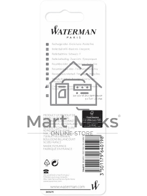 Стержень роллер Waterman (CW1964019) F 0.5мм, черные чернила, блистер