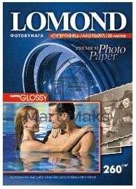 Фотобумага Lomond 1103101 A4/260г/м2/20л./белый высокоглянцевое для струйной печати
