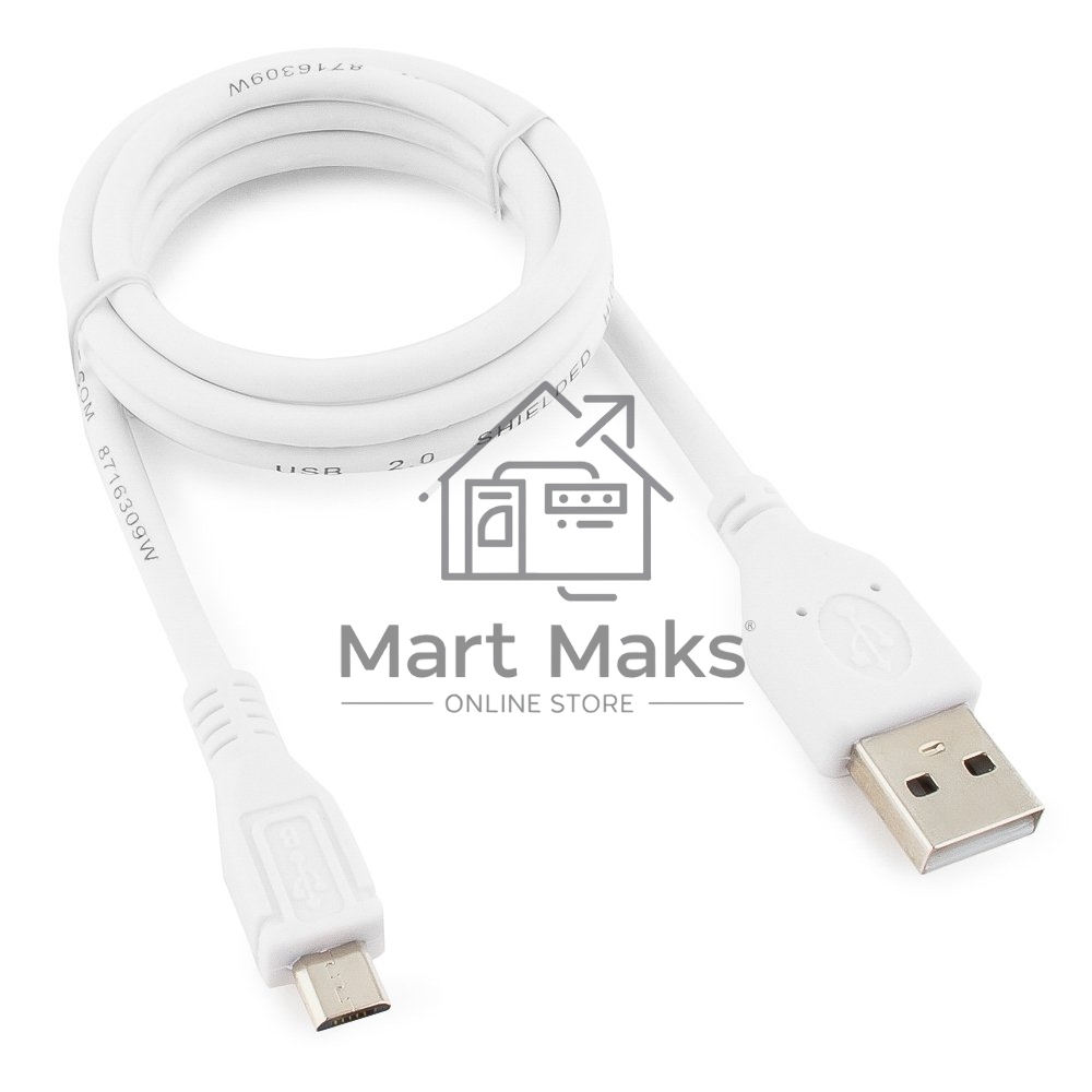 Кабель USB 2.0 Pro Cablexpert CCP-mUSB2-AMBM-W-1M, AM/microBM 5P, 1м, экран, белый, пакет