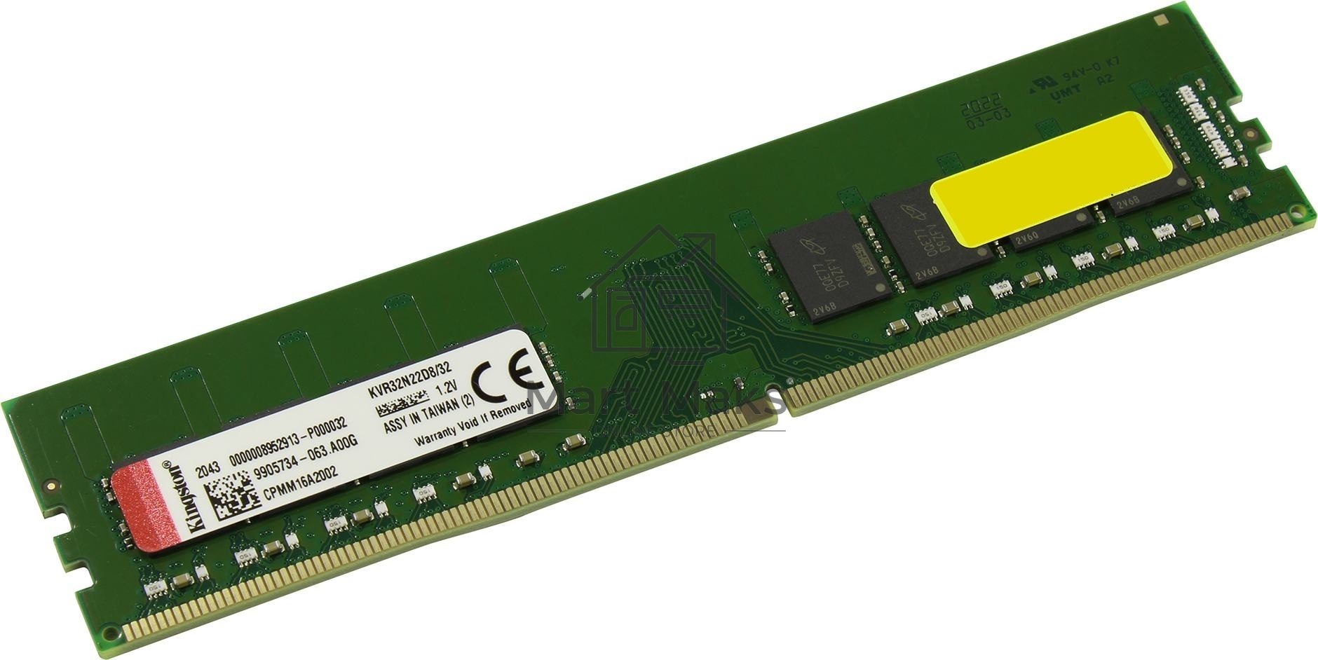 Оперативная память Kingston ValueRAM, DDR4, 32Gb (1x32Gb), 3200MHz, CL22, DIMM