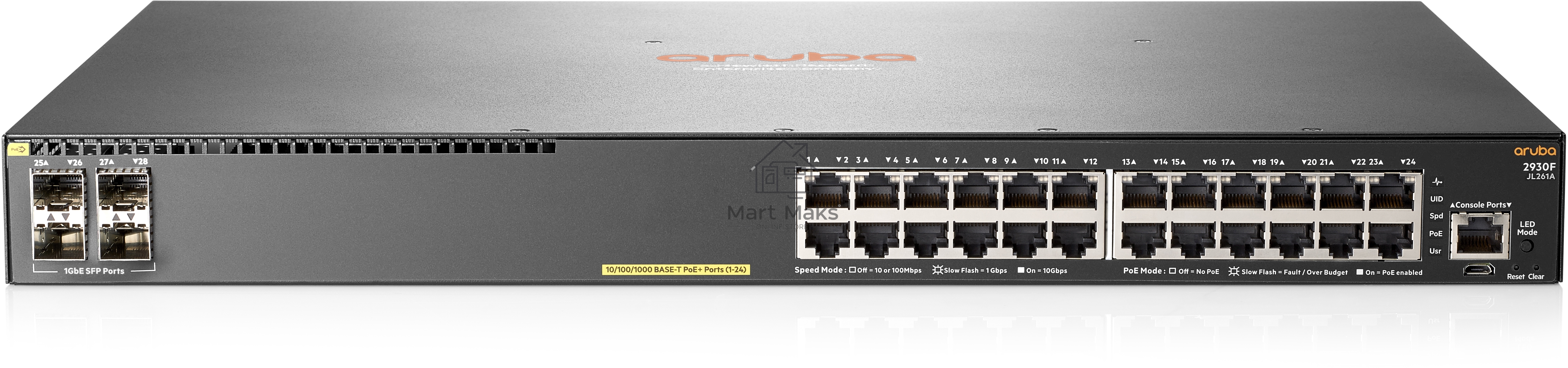 Коммутатор HP Aruba 2930F 24G PoE+ 4SFP Swch