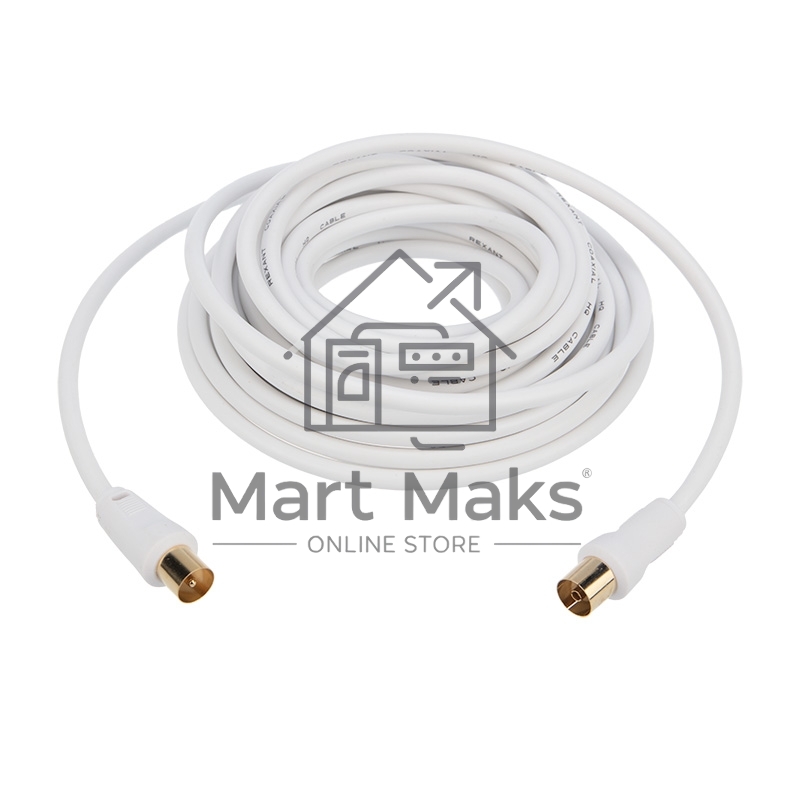 Шнур ТВ гнездо - ТВ штекер, длина 7 метров, белый Rexant