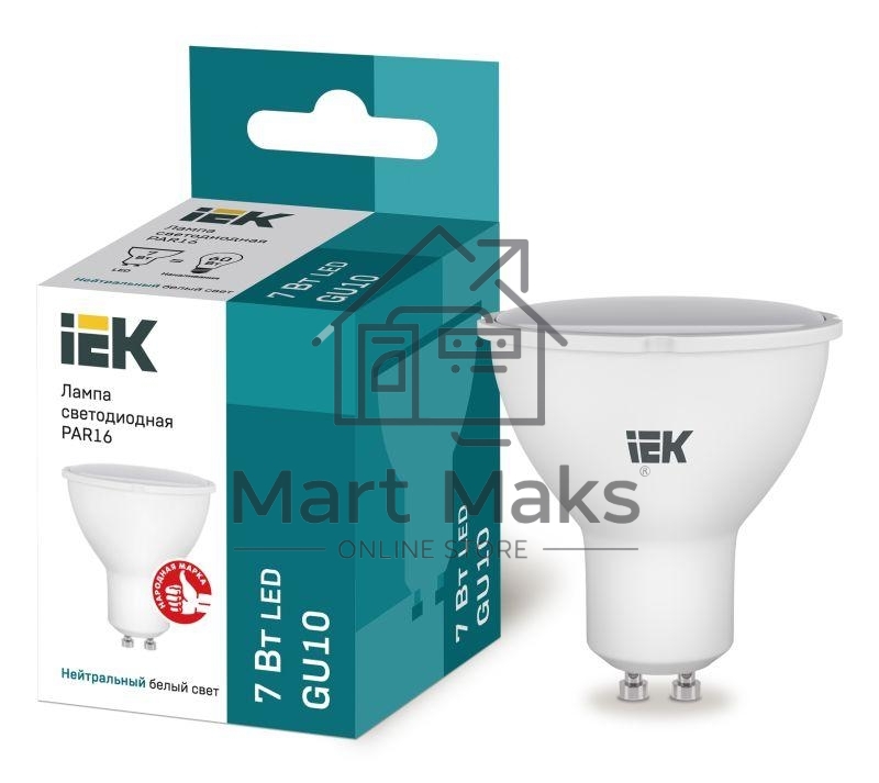 Лампа Iek LLE-PAR16-7-230-40-GU10 светодиодная ECO PAR16 софит 7Вт 230В 4000К GU10 IEK