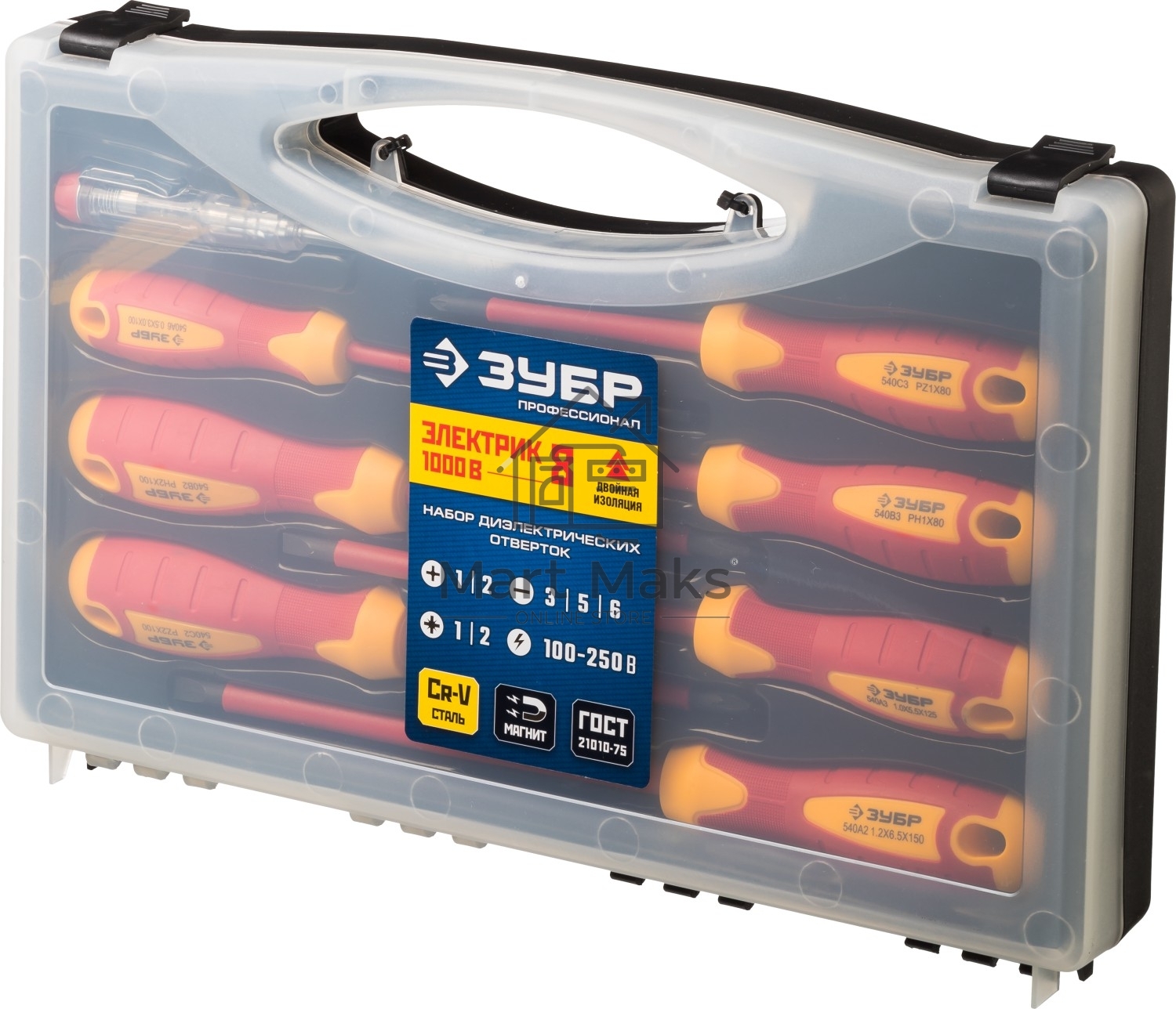 Набор: Отвертки SL 3, 5, 6 / PH 1, 2 / PZ 1, 2, тестер 100-250 В, ЗУБР 