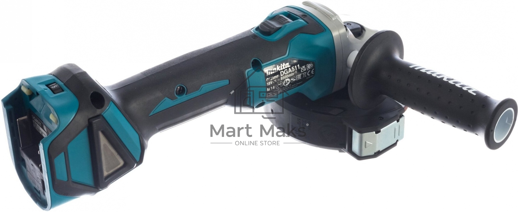 УШМ MAKITA DGA511Z ф125мм, 18В, Li-ion, 3000-8500об\м, 2.3кг, пл пуск, anti-restart, защ от обр.уд