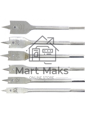 Набор сверл Сибртех перовых по дереву, 10-12-16-18-20-25 мм 6 шт