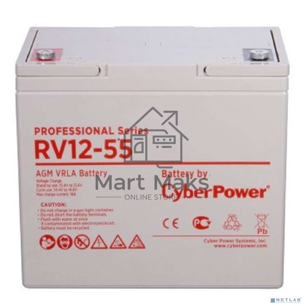 Батарея PS CyberPower Professional series RV 12-55 / 12V 60Ah operational life 12 years