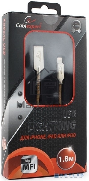 Кабель USB Cablexpert для Apple CC-P-APUSB02Gd-1.8M, MFI, AM/Lightning, серия Platinum, длина 1.8м, золотой, блистер