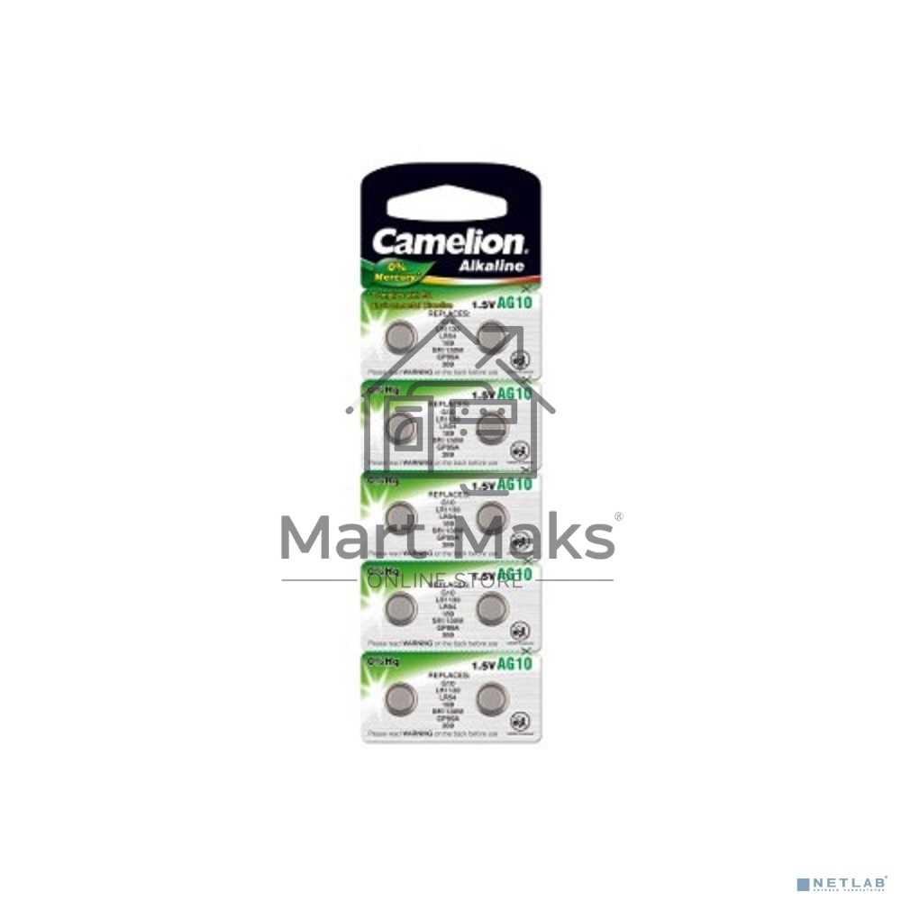 Батарейка для часов Camelion G10 BL-10 Mercury Free (0%Hg), 389A/LR1130/189) 1.5 В