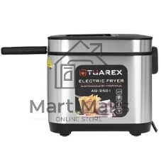 Фритюрница Tuarex AG-3501 чёрный/стальной, 2000 Вт, 2.5 л, 0.6 кг, съёмная чаша, антипригарное покрытие, таймер