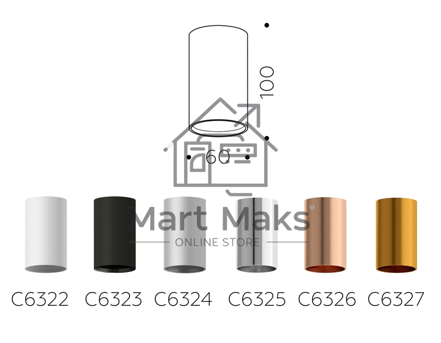 Корпус светильника C6323 SBK черный песок D60*H100mm MR16 GU5.3