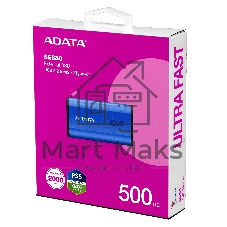 Внешний SSD ADATA External SE880, 500Gb, USB 3.2 Gen2 Type-C, R/W 2000/2000 MB/s, синий