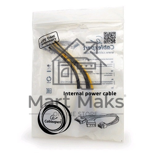 Разветвитель питания Cablexpert CC-PSU-82, Molex+SATA->PCI-Express 8pin, для подключения в/к PCI-Е (8pin) к б/п ATX