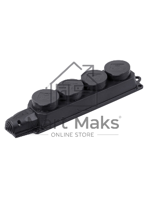 Розетка (колодка) 4-м Омега РБ34-1-0м с защ. крышкой IP44 каучук ИЭК PKR64-016-2-K02