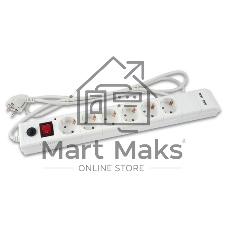 Сетевой фильтр Buro BU-SP3 USB 2A-B 3 м, 6 розеток, черный, коробка