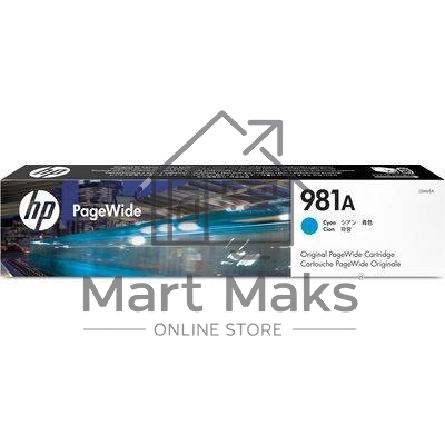 Картридж струйный HP 981A голубой для HP Color PageWide Ent Flow MFP 586, 566 6000 стр.