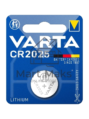 Батарейка Varta ELECTRONICS CR2025 BL1 Lithium 3V (6025) (1/10/100)