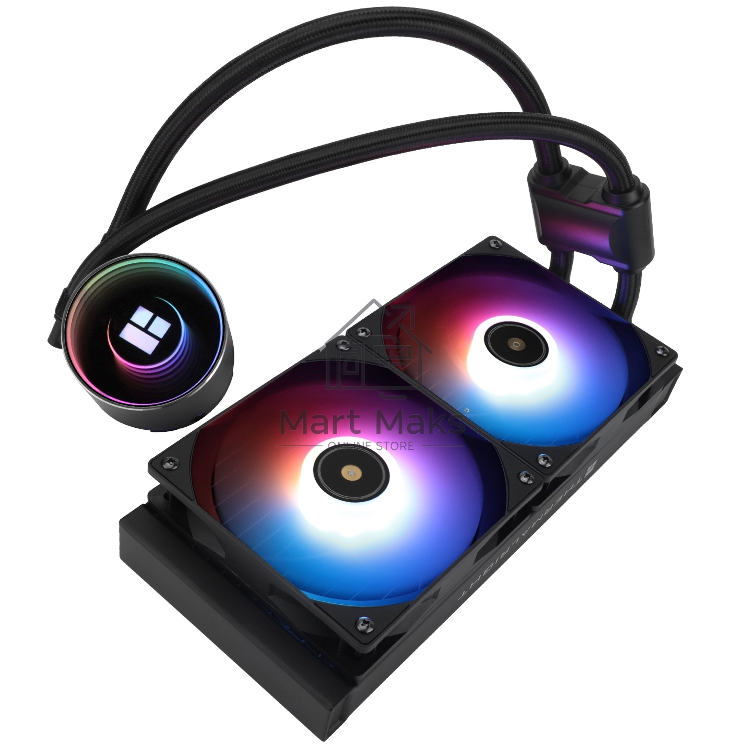 Водяное охлаждение для процессора Thermalright Frozen Notte 240 черный ARGB V2 (240mm, Black, ARGB/ Fans: 2x120mm, 72.37CFM, 27.7dBA, 2000RPM/ Pump height 54mm, 28dBA, 5300RPM, Rad thickness 27mm/ S: 1200, 1700, 1851, 2011, 2066, 115X, AM2, AM2+, AM3, AM3