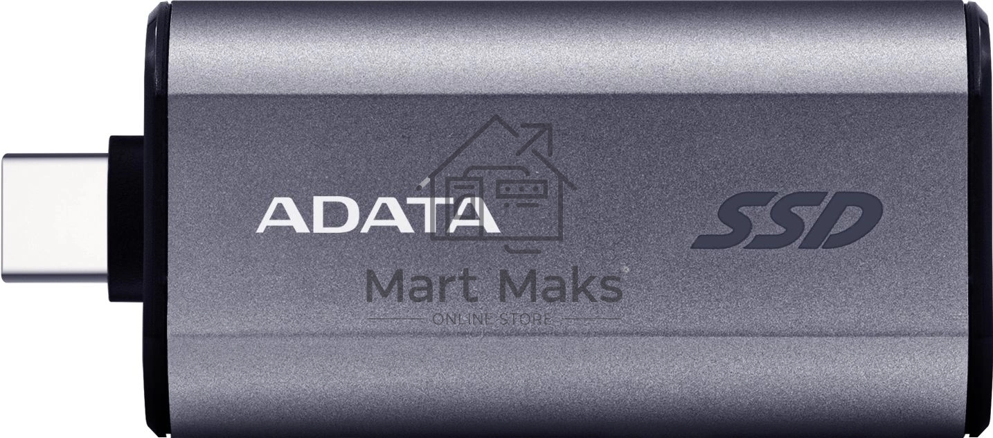 Твердотельный диск A-DATA External SC750 серый SC750-500G-CCBK 500GB USB 3.2 Gen 2 Type-C, R/W -1050/1000 MB/s