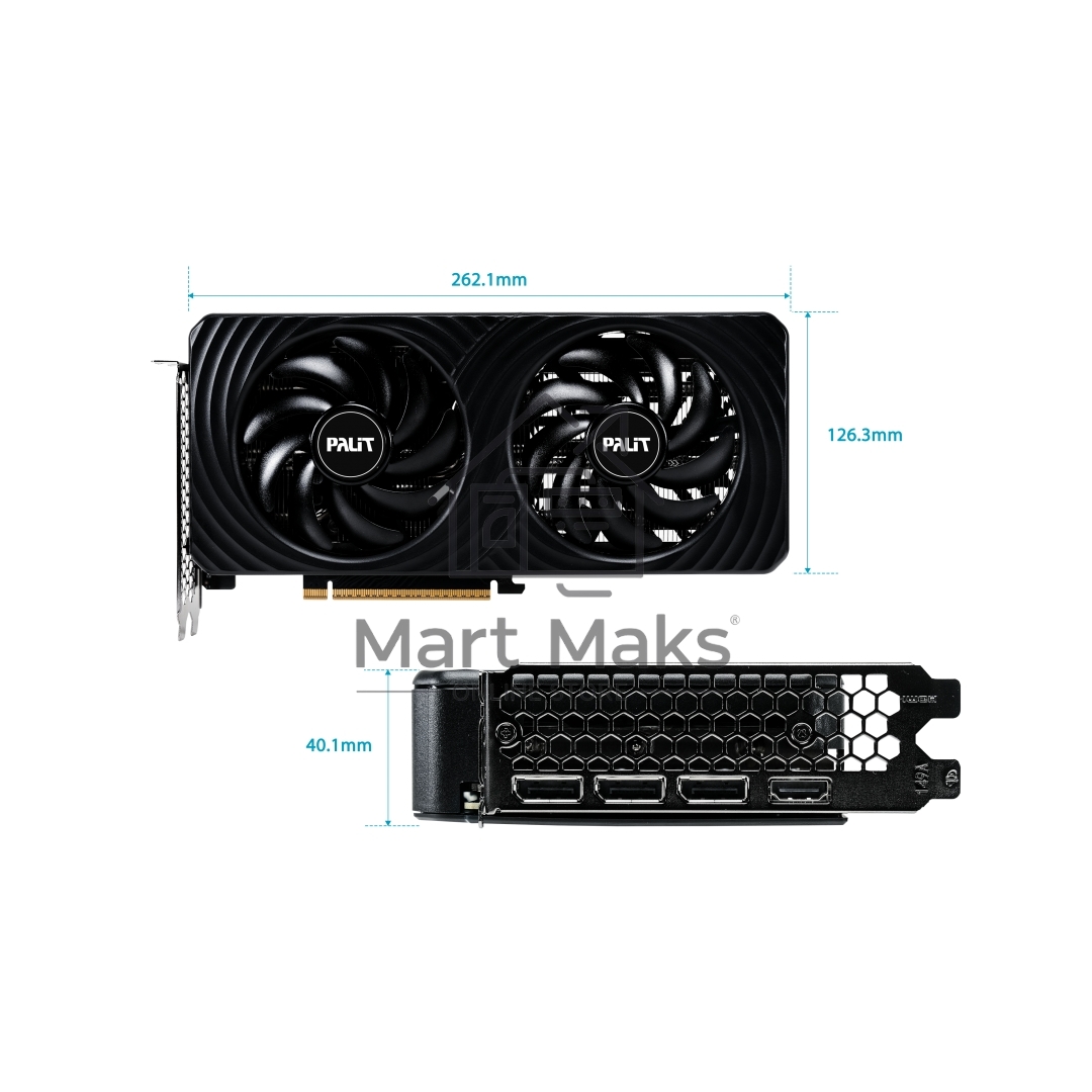Видеокарта Palit RTX5060 DUAL OC NV RTX5060 8Gb 128bit GDDR7 2280/28000/HDMIx1/DPx3/HDCP R NE75060S19P1-GB2063D PCI-E 5.0