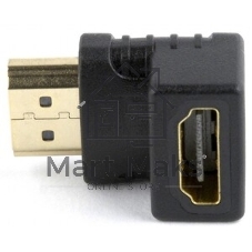 Переходник Cablexpert HDMI-HDMI 19F/19M, угловойсоединитель 90 градусов, золотые разъемы (A-HDMI90-FML)