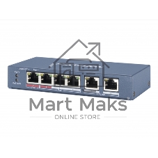 Коммутатор Hikvision DS-3E0106HP-E, 4×100 Мбит/с PoE + 2×100 Мбит/с, неуправляемый