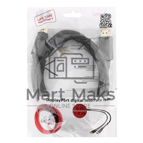 Кабель DisplayPort Gembird/Cablexpert CC-DP2-6, v1.2, 1.8м, 20M/20M, черный, экран, пакет
