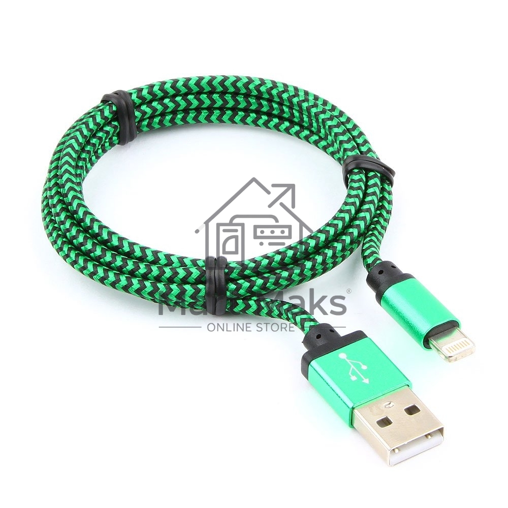 Кабель Gembird USB 2.0 Cablexpert CC-ApUSB2gn1m, AM/Lightning 8P, 1м, нейлоновая оплетка, алюминиевые разъемы, зеленый, пакет