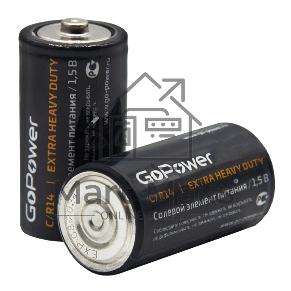 Батарейка GoPower R14 C Shrink 2 Heavy Duty 1.5V (2/24/288)