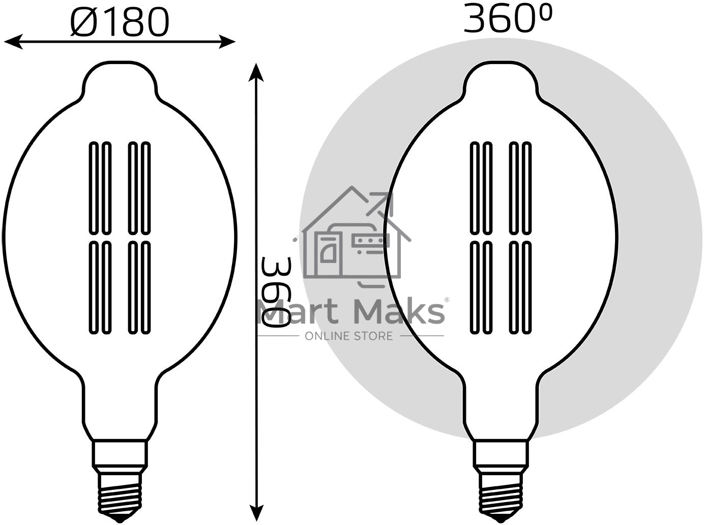 Лампа филам. Gauss Filament Vintage 8Вт цок.:E27 шар 220B 2400K св.свеч.бел.теп. (упак.:1шт) (151802008)