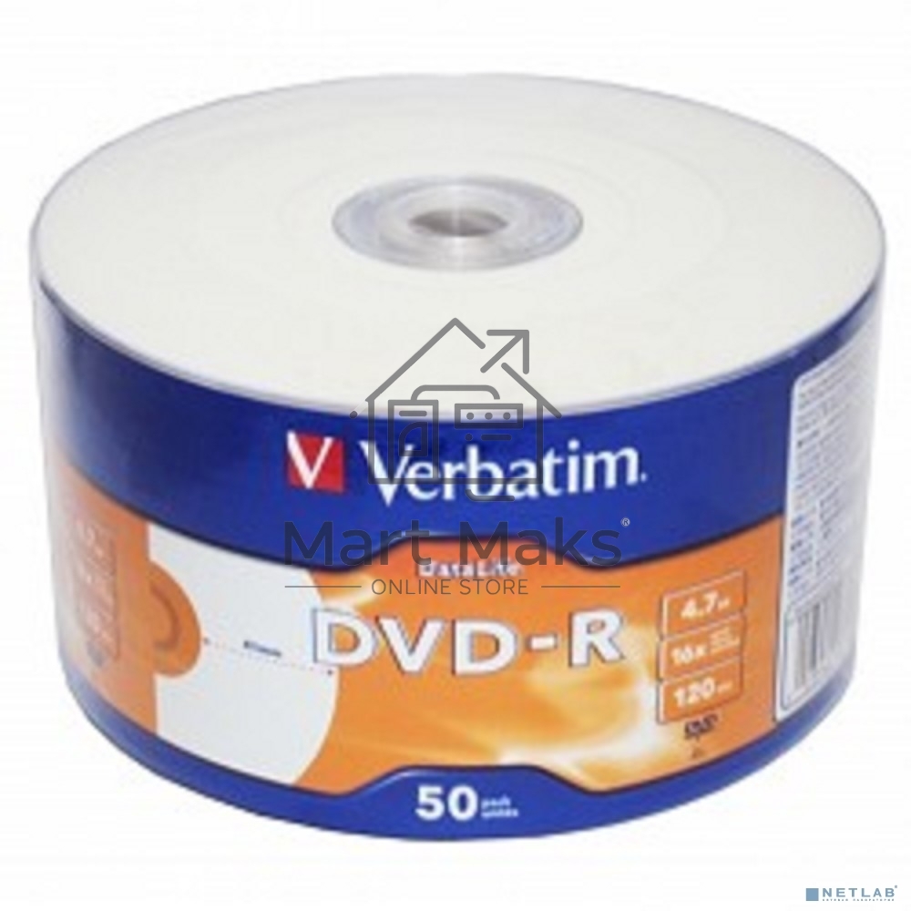 Диск DVD-R Verbatim 4,7 Gb 16x DataLife Inkjet Printable, Shrink, 50 шт (43793)