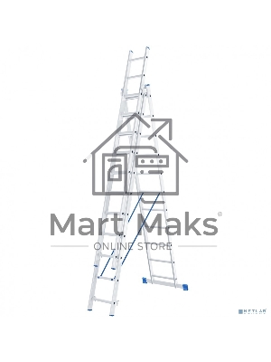 Лестница Сибртех 3 х 11 ступеней, алюминиевая, трехсекционная