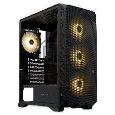 Компьютерный корпус HSPD M521, Mesh Mid Tower, черный, slide TG, 0.45 SPCC, 4x120мм ARGb ATX, mATX, mITX 160/330/184мм 2x2.5