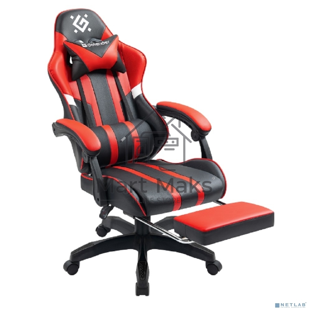 Кресло игровое Defender Colran черный/красный, класс 4, PU, подножка