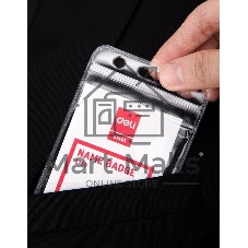 Бейдж для пропуска Deli E5759 68х118мм вертикальный без крепления ПВХ прозрачный (упак.:10шт)