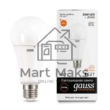 Лампа светодиодная Gauss LED Elementary A67 25W E27 2000lm 3000K 1/10/50 0