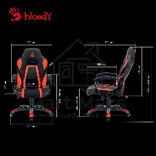 Кресло игровое A4TECH Bloody GC-250, на колесиках, искусственная кожа/ткань, черный/красный