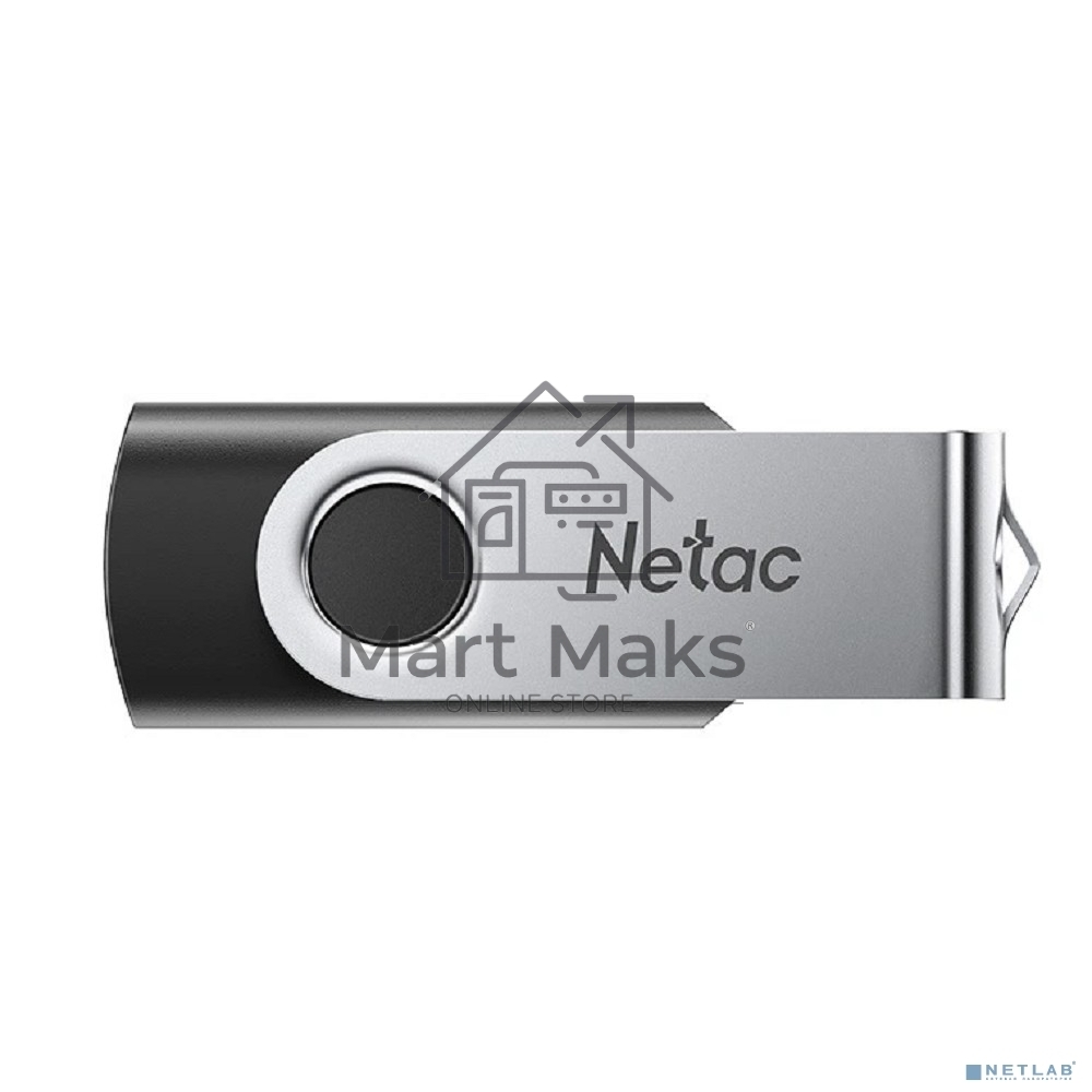 Флешка USB R/W Netac U505, 4ГБ, USB 2.0, черный/серебристый, NT03U505N-004G-20BK