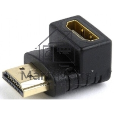 Переходник Cablexpert HDMI-HDMI 19F/19M, угловойсоединитель 90 градусов, золотые разъемы (A-HDMI90-FML)