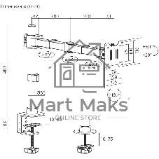 Кронштейн для мониторов Cactus CS-VM-D49-BK черный 17