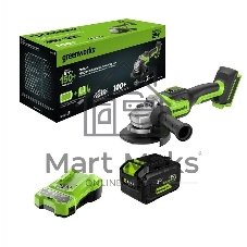 Углошлифовальная машина Greenworks GD24AG 758Вт 10500об/мин рез.шпин.:M14 d=125мм (3200207CUH)