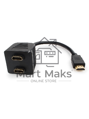Разветвитель HDMI Cablexpert DSP-2PH4-002, HD19F/2x19F, 1 компьютер => 2 монитора, пасcивный, Full-HD, 3D, 1.4v