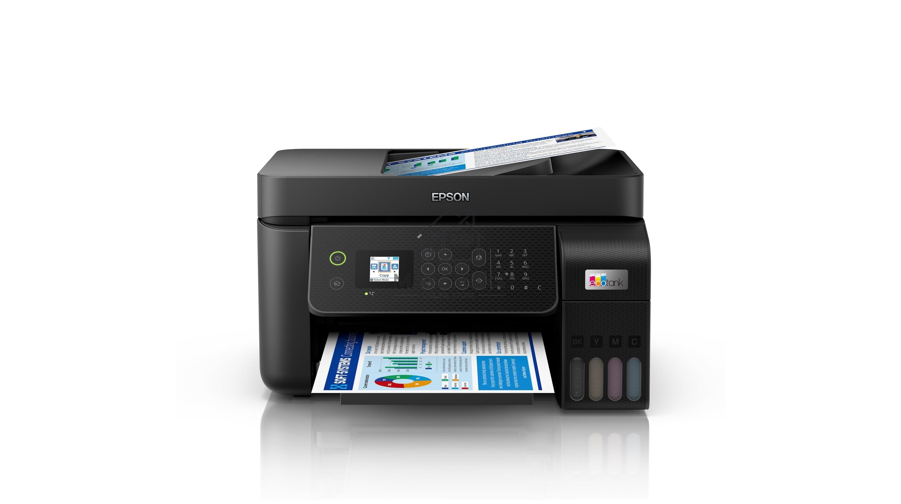 МФУ струйный Epson L5290 (C11CJ65512/C11CJ65508/C11CJ65407), A4, цветное, печ. до 33 стр/мин. (ч/б) до 15 стр/мин. (цвет), скан. до 12 стр/мин. (ч/б) 29 стр/мин. (цвет), 1440 x 5760 dpi (печать) 1200x2400dpi (скан.), USB, RJ-45, Wi-Fi