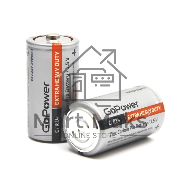 Батарейка GoPower R14 C Shrink 2 Heavy Duty 1.5V (2/24/288)