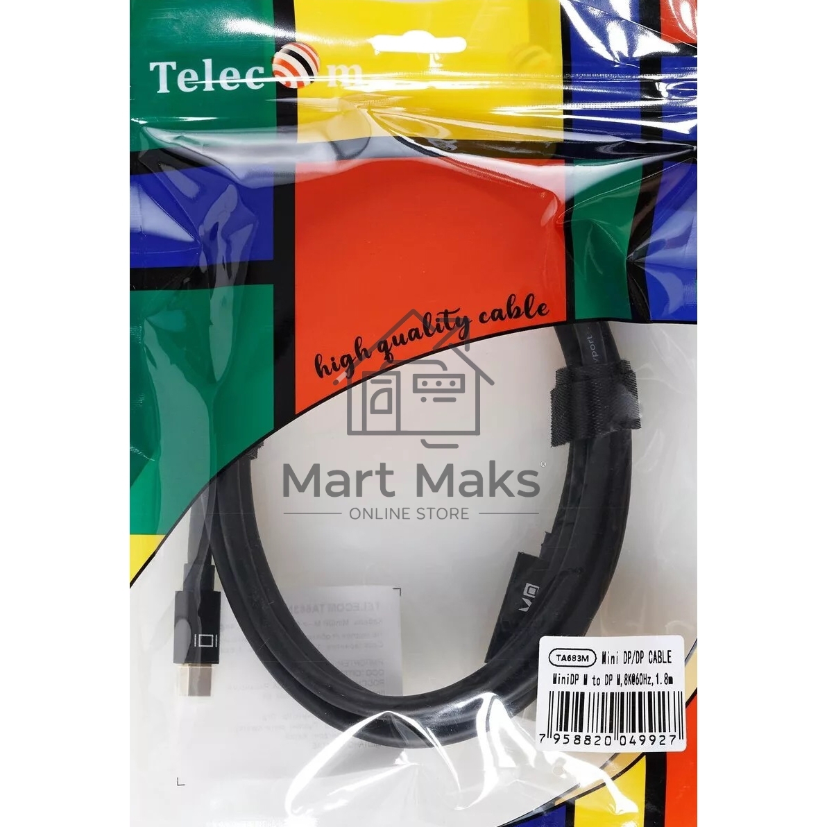 Кабель 1.4V Mini DisplayPort M <--> Display Port M 1,8м 4K@120HZ 8K@60HZ Telecom (TA683M-1.8M)