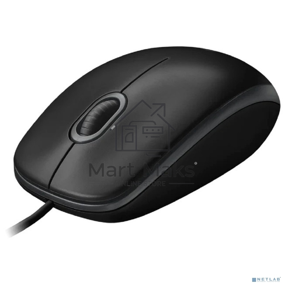 Мышь проводная Logitech B100 черный, 1000 dpi, USB, кнопки - 3